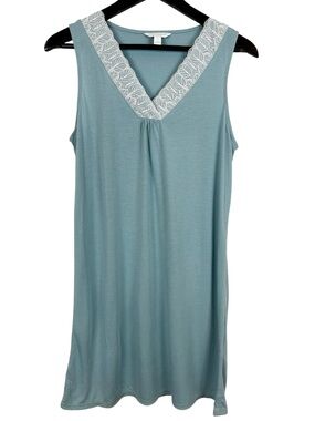 Charter Club Sleeveless Lace-Trim Nightgown Size Small in Stone Blue
